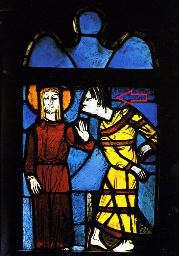 Vitral A Tentação de Jesus, Joseph Huber, Vitral da  Igreja dos Santos Pedro e Paulo,em Weil der Stadt, Alemanha, 1939