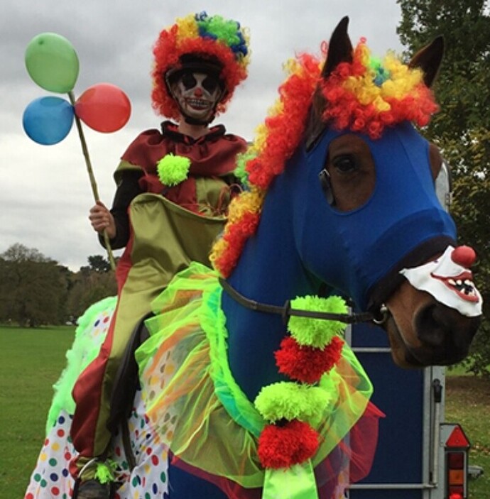Halloween-fantasias-em-cavalos-O-palhaco-Elaine-Dainty
