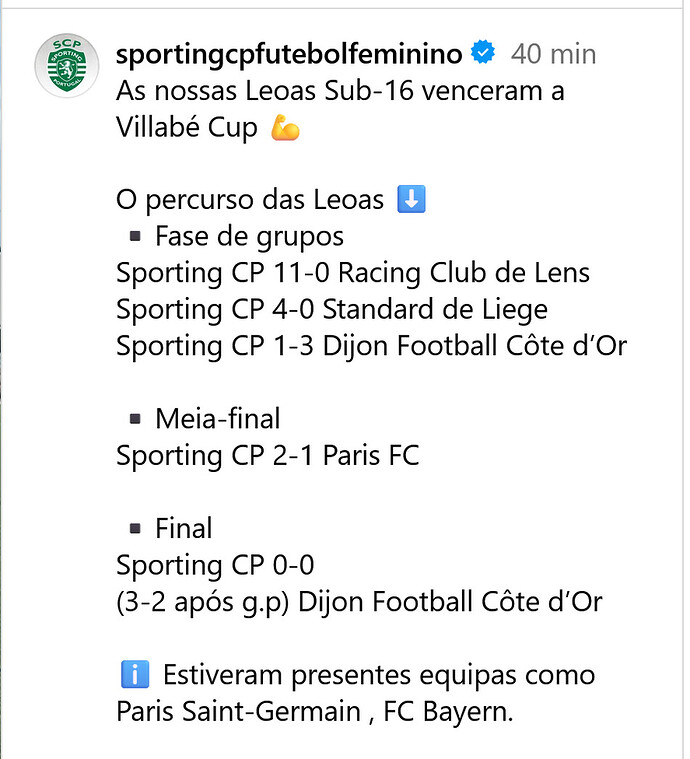 'Sporting CP Futebol Feminino I As nossas Leoas Sub-16 venceram a Villabé Cup 💪 O percurso das L_'