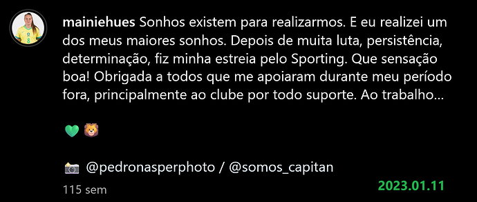 2023.01.11 - 'Instagram' - estreia contra o SF Damaiense