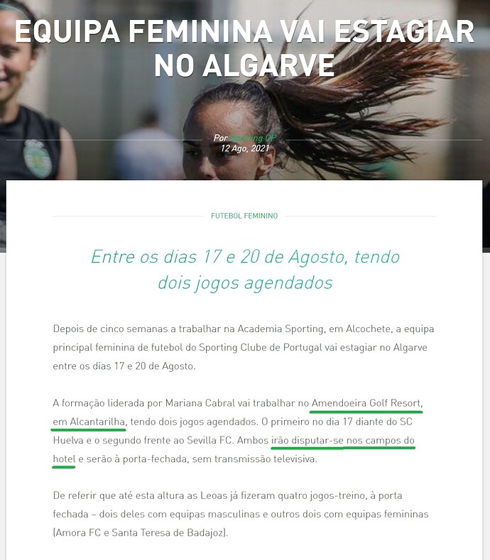2021.08.12 Equipa feminina vai estagiar no Algarve
