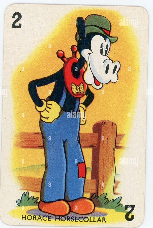 card-featuring-horace-horsecollar-from-shuffled-symphonies-walt-disney-card-game-published-in-1939-in-uk-by-pepys-games-by-permission-of-walt-disney-mickey-mouse-ltd-2NNAB8D